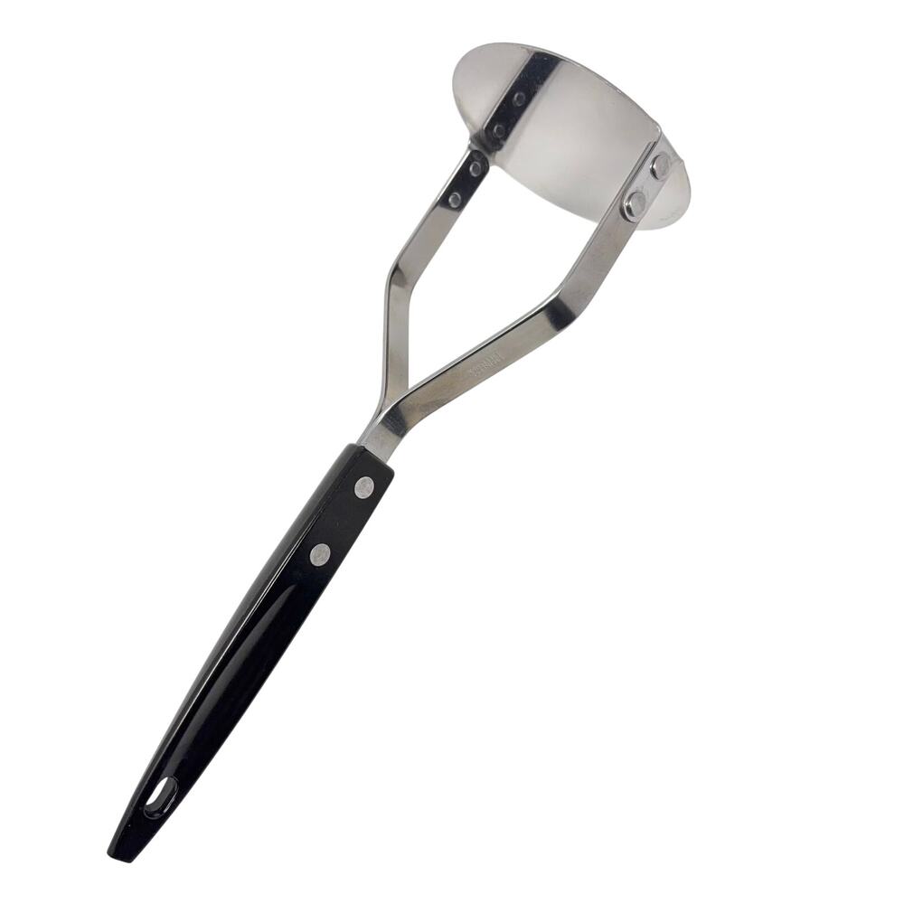 Vtg Stainless Steel Potato Masher Ricer Black Riveted Handle USA MCM Unbranded
